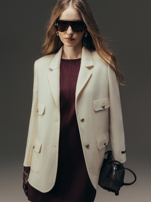 Áo dạ handmade cổ 2 ve 2 túi ốp trước